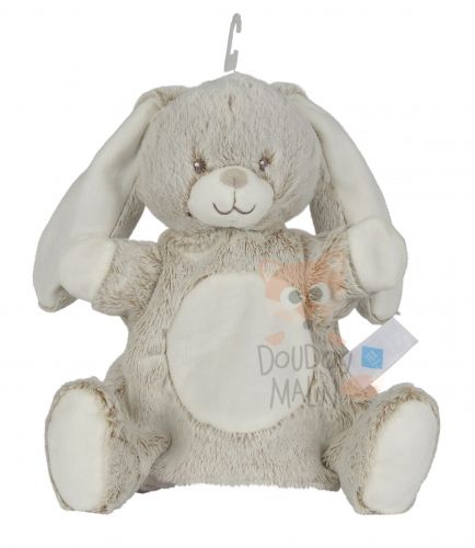  marionnette lapin gris beige blanc 